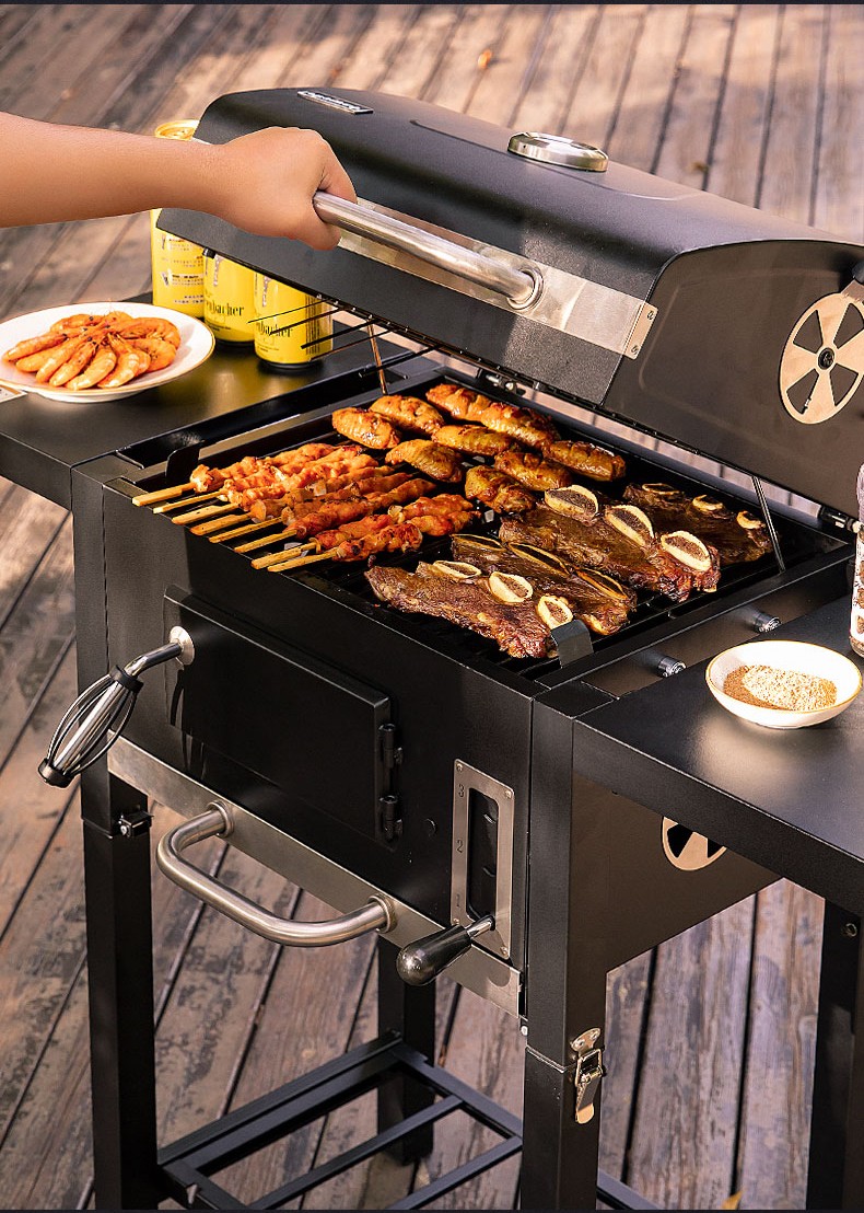 探险者美式庭院bbq烧烤炉烟熏家用碳烤户外烧烤架烤肉炉子烧烤野外