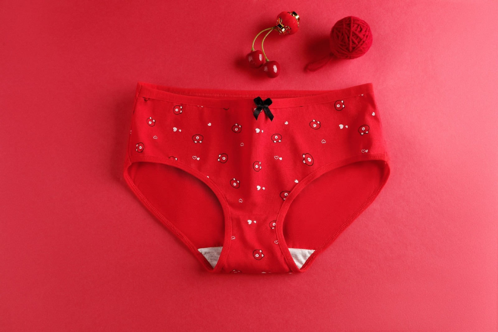 印花女士内裤舒适透气亲肤转运结婚大红色三角裤女红色卡通1条装卡通