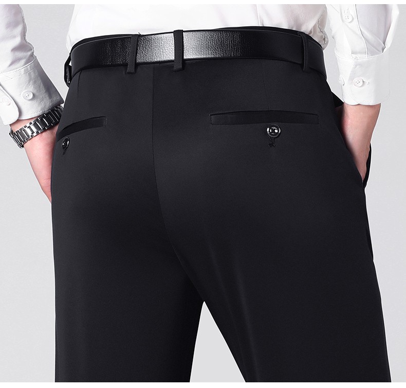 老爷车 冰丝休闲裤男中老年男装春夏季商务薄款西装裤宽松直筒长裤子