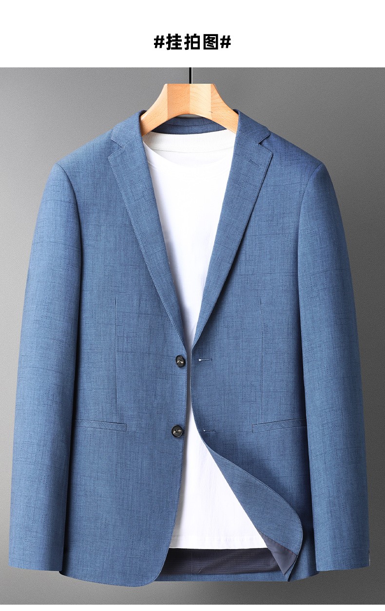 罗蒙男士商务西服2022春季新款纯色职业单西外套中青年正装西装男蓝色