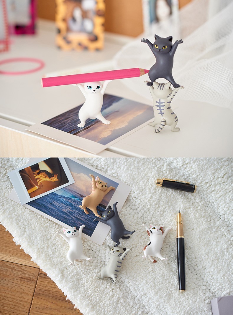 妖娆猫笔架qualia妖娆猫咪举笔猫抬棺猫笔架收纳笔举笔猫支架可爱桌面