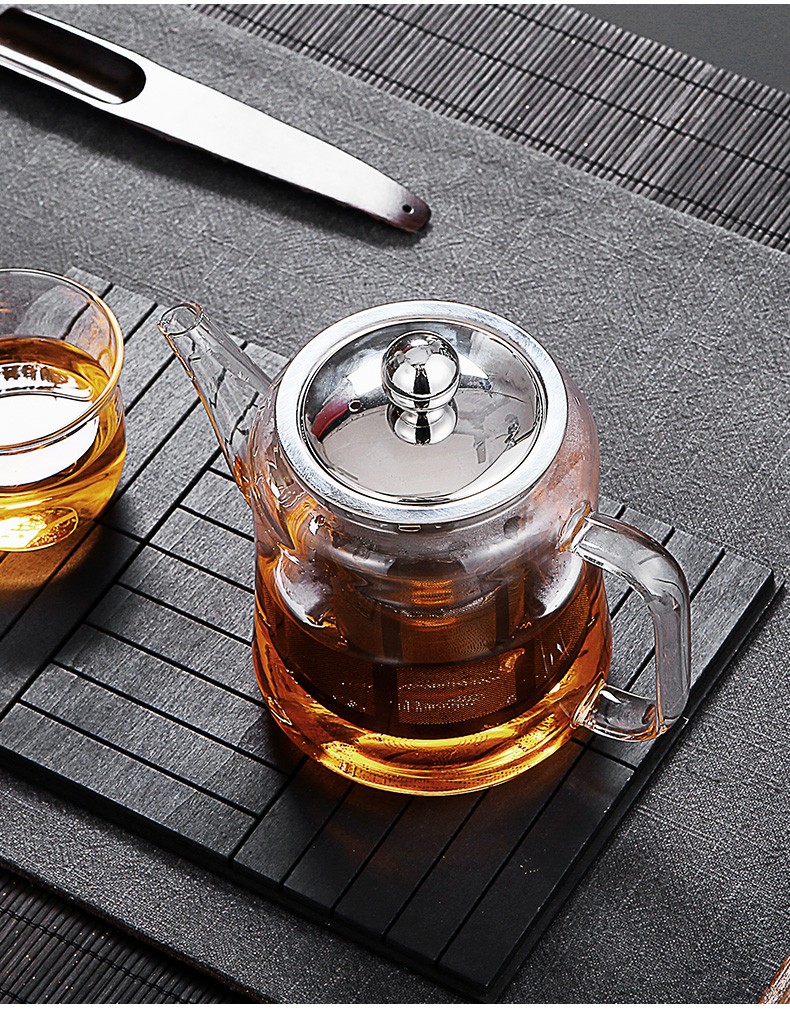雅风玻璃茶壶家用耐高温透明花茶煮泡茶壶小号可加热过滤茶具套装400