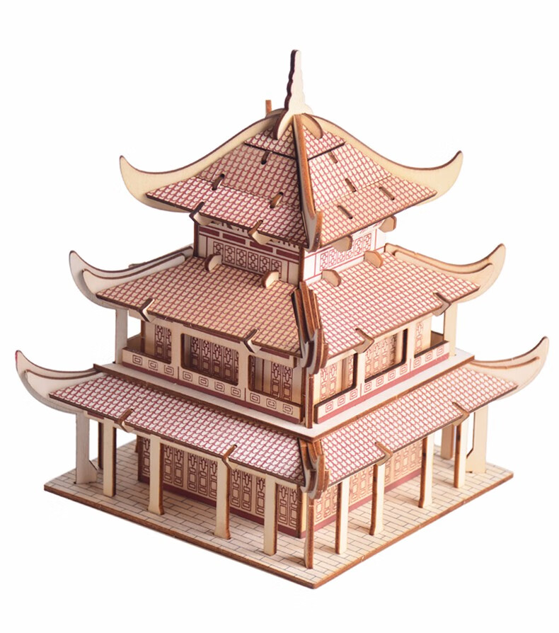 拼图木制高难度中国传统古代建筑拼装房子模型手工diy玩具 湘西吊脚楼