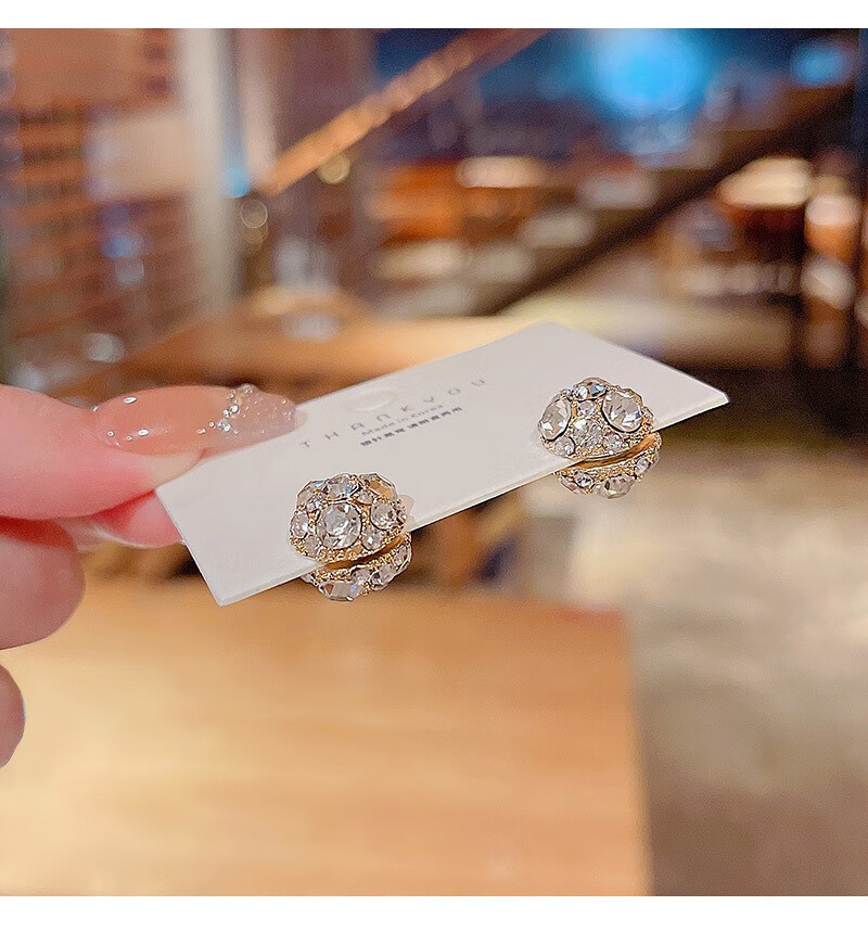 简曼满钻圆球无痛强吸力磁铁耳夹无耳洞精致水钻小众轻奢法式高级感