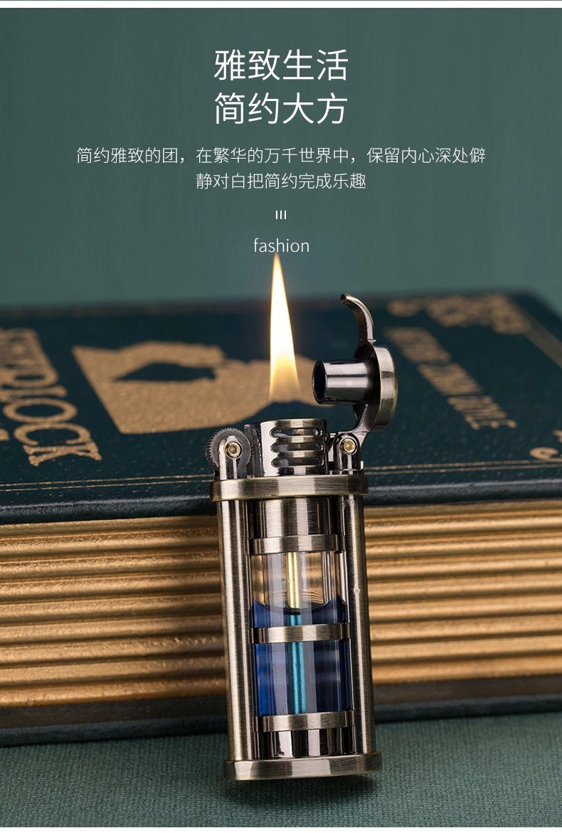 zorro佐罗煤油打火机虹吸防风透明油仓红色蓝色燃油复古创意个性砂轮