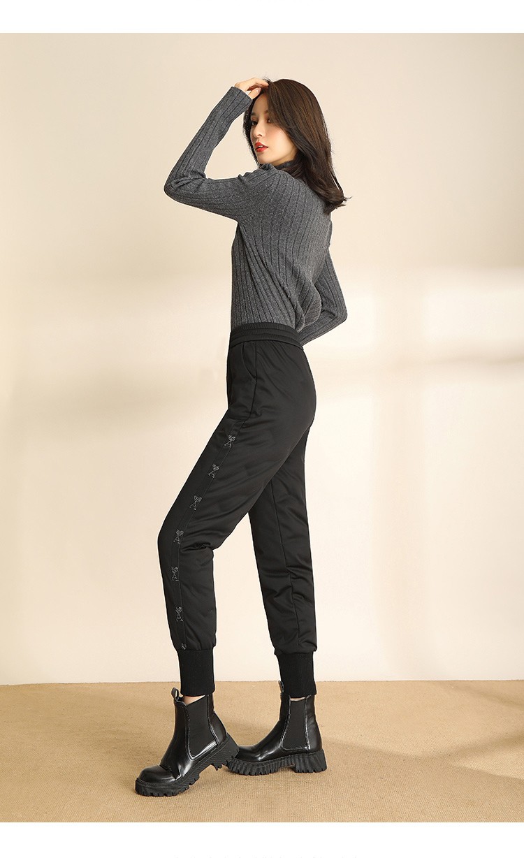 vkhv品牌羽绒裤女外穿高腰加厚冬季2021新款宽松运动保暖裤黑色xl