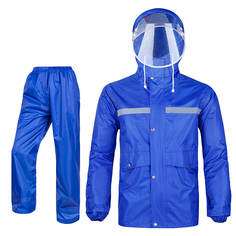 成人雨衣户外雨衣男士反光分体雨衣牛津布雨衣套装摩托车雨衣 黑色