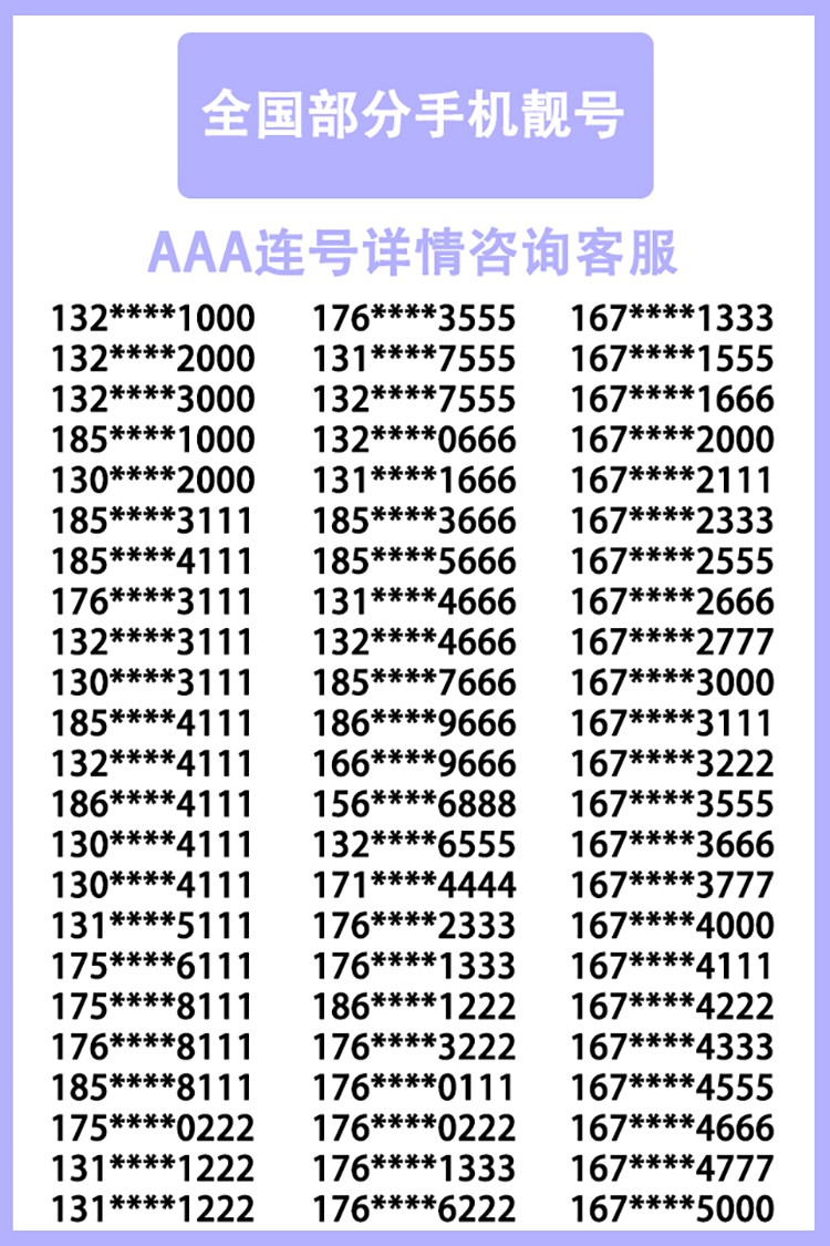 中国联通靓号好号码豹子号顺子号生日号666888aaaa全国通用本地定制