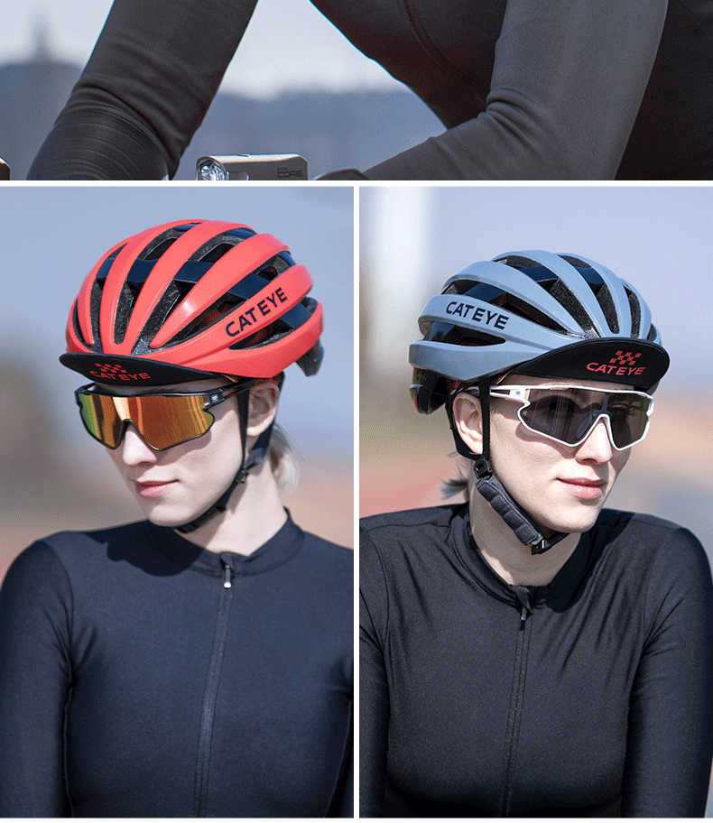 猫眼(cateye)骑行眼镜变色偏光跑步运动自行车带近视太阳镜男女 白框