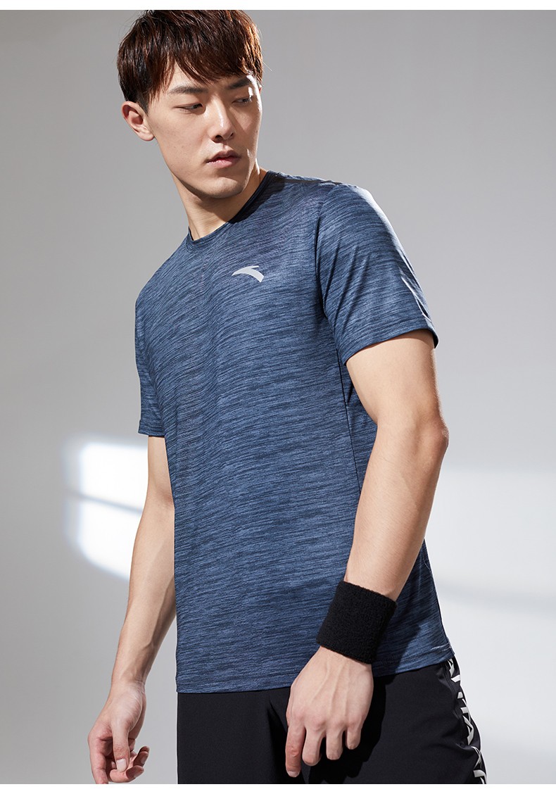 安踏短袖t恤男2021年夏季新款男士速干圆领健身短t上衣柚红色71931