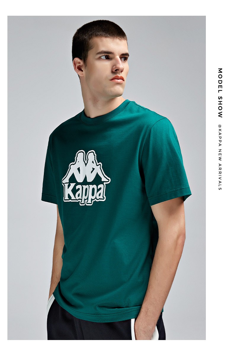 kappa卡帕纯棉短袖男运动短袖休闲t恤夏季圆领半袖 漂白-001 l【图片