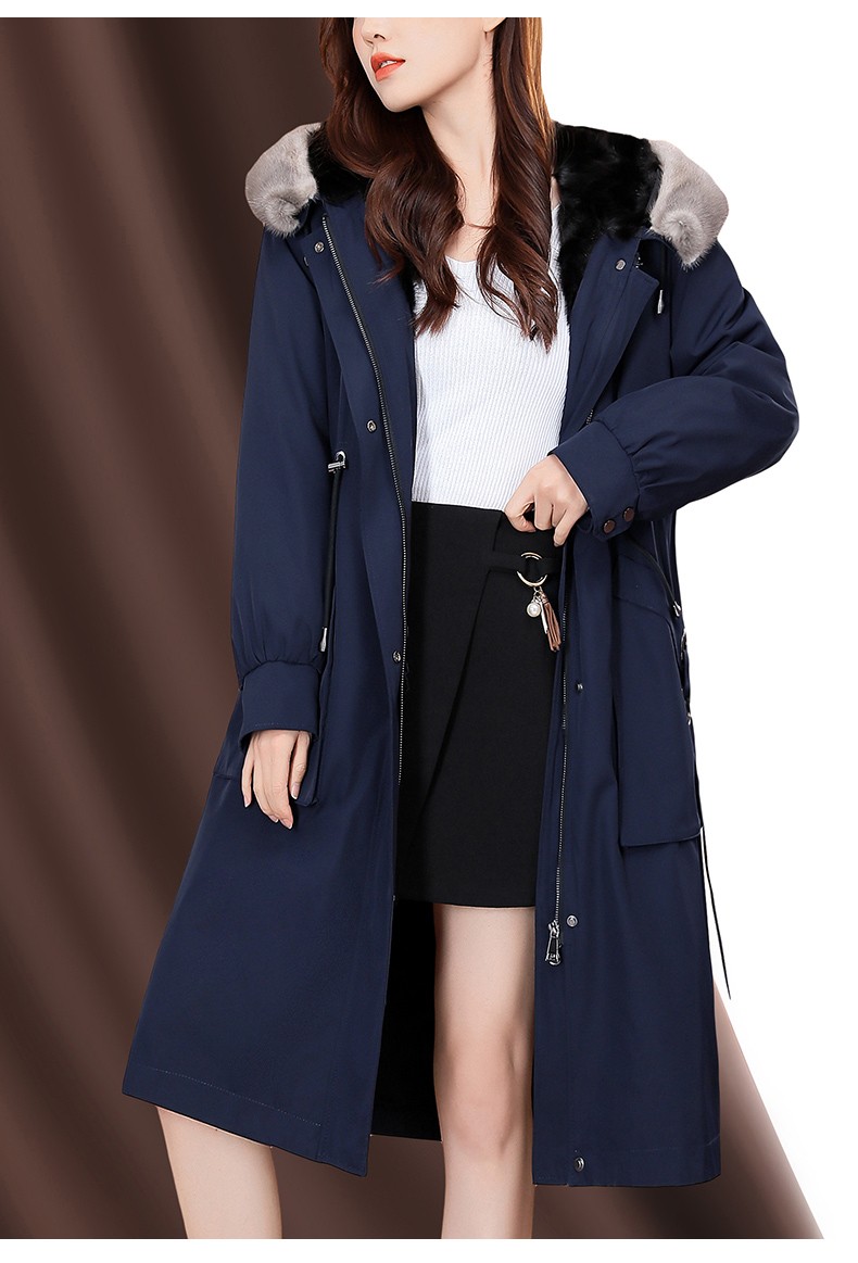 法莎尼亚轻奢品牌大毛领派克服女2021春季新款女装连帽时尚显瘦中长款