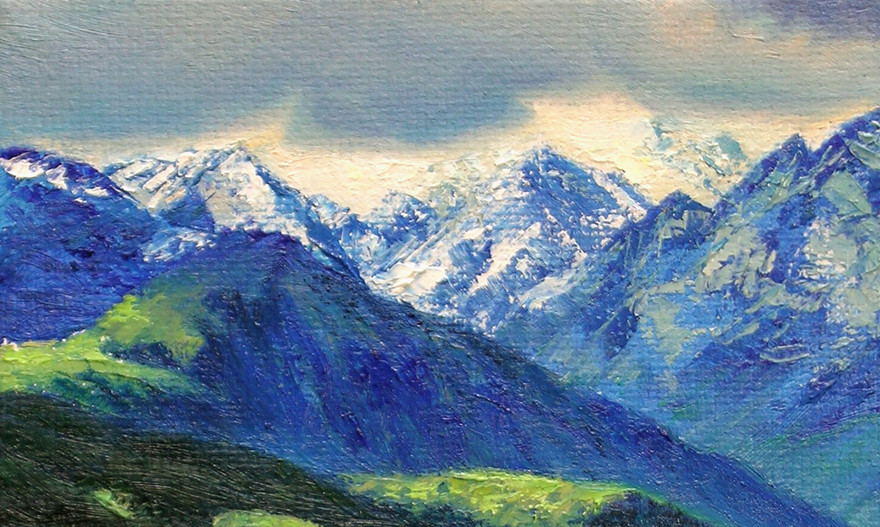 李娟《那拉提空中草原》原创精品风景油画