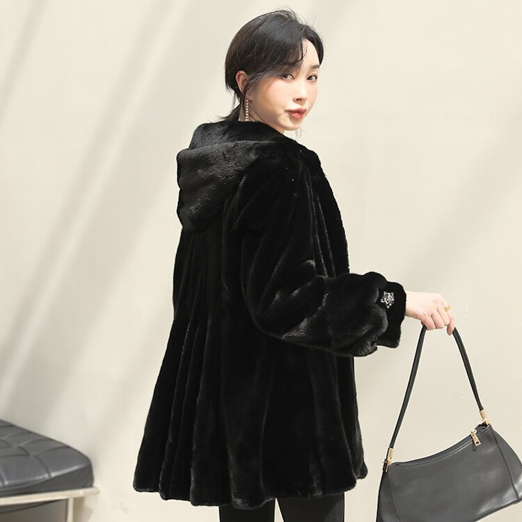 慕千唐 貂皮大衣女天鹅绒母貂皮外套水貂裘皮整海宁皮草 低腰浪尾 l