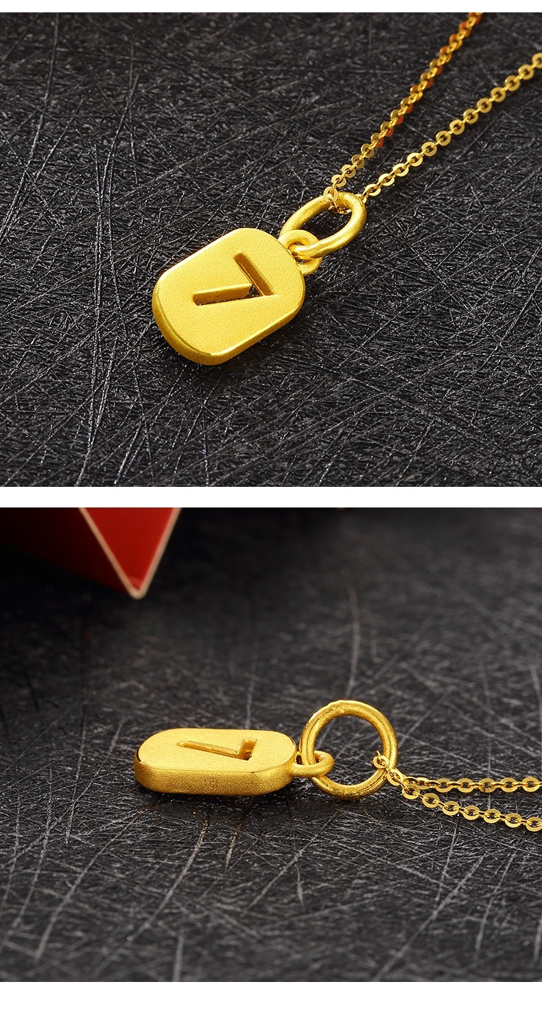 楚饰玉黄金幸运小lucky数字7吊坠爱妻足金金项链挂坠锁骨链女送女友