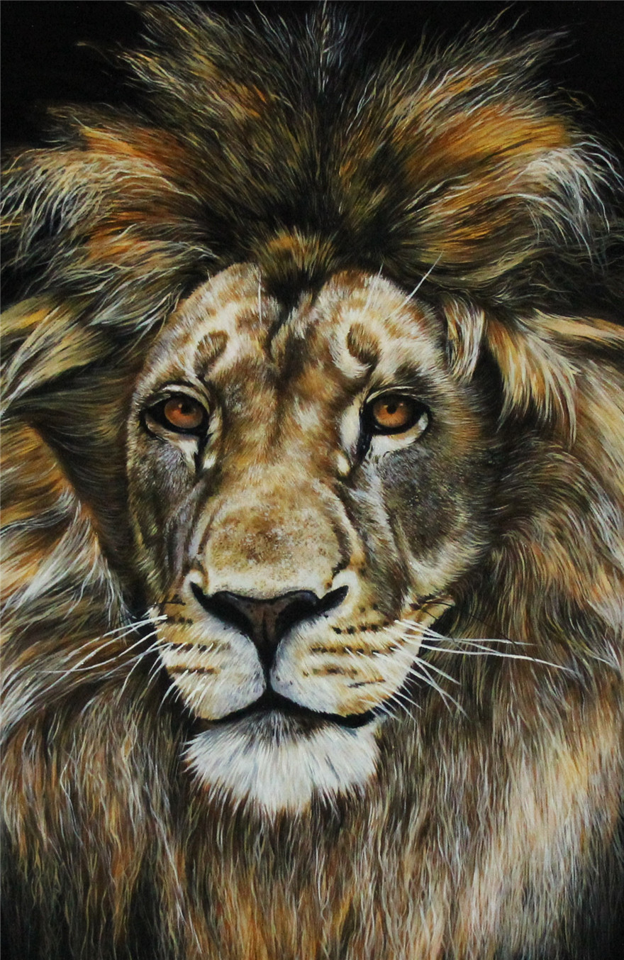 书画篆刻 油画 朝鲜一级画家 金赫《雄狮》6915 精品油画商品名称