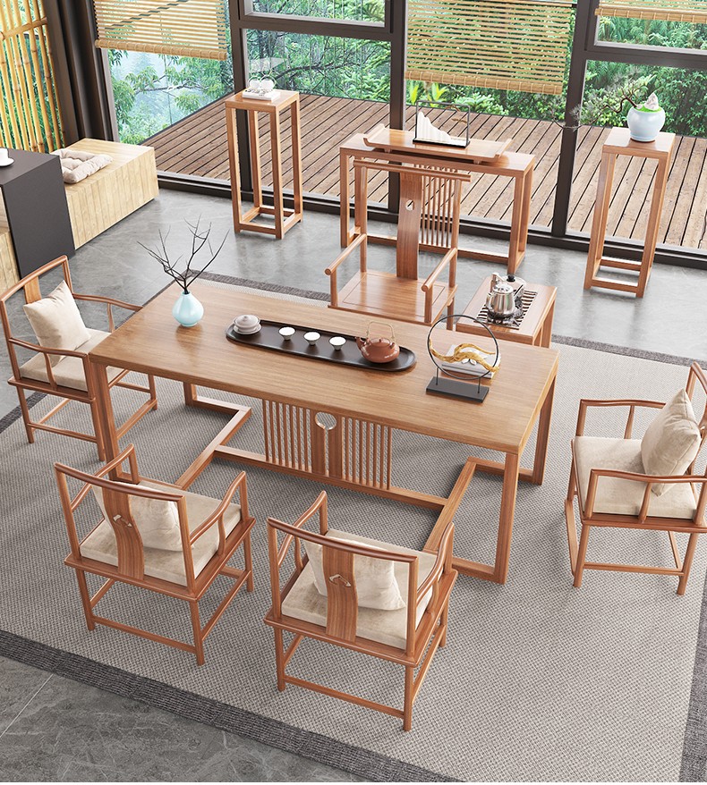 古峪 茶桌椅组合新中式功夫茶几泡茶台实木大板桌客厅原木现代喝茶桌