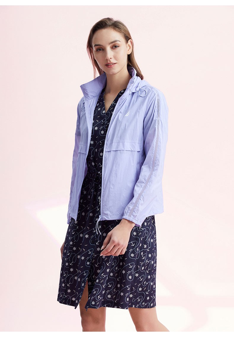 商场同款nautica诺帝卡女装22春夏新款商务休闲轻薄皮肤衣中长款外套