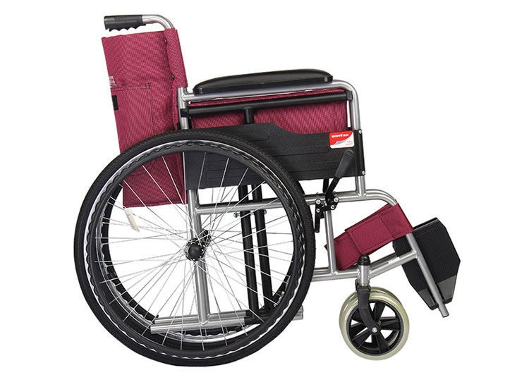 鱼跃轮椅h007老人家用舒适钢管折叠轻便小巧手推车代步器助实心胎充气