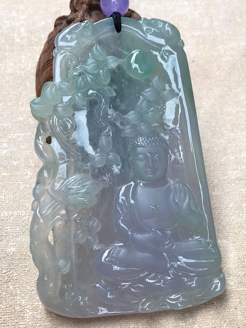 源头翡翠 翡翠菩提树佛祖吊坠缅甸天然翡翠玉石挂件珠宝首饰项链玉佩