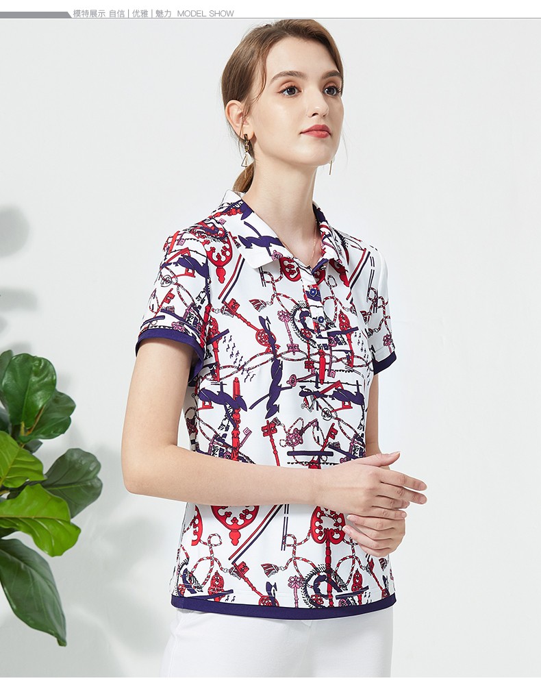 邢氏女装夏季新款t恤半袖妈妈装大码印花气质polo衫修身显瘦短袖女士