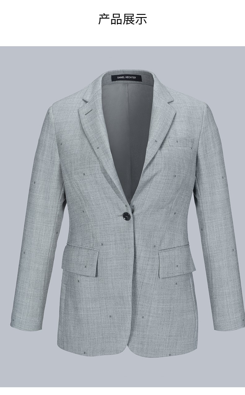 商场同款danielhechter丹尼爱特新款绵羊毛气质女士西装套装灰色m
