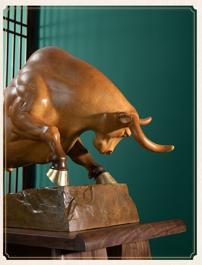 铜师傅全铜摆件大劲牛家居饰品铜工艺品礼品摆件展示台