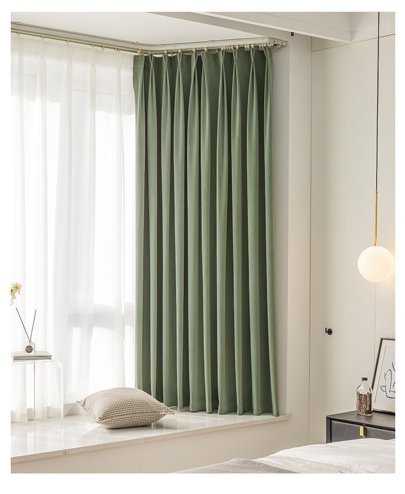 灵水绣飘窗卧室北欧风遮光窗帘半截帘拐角u型凸窗弧型半帘客厅卧室