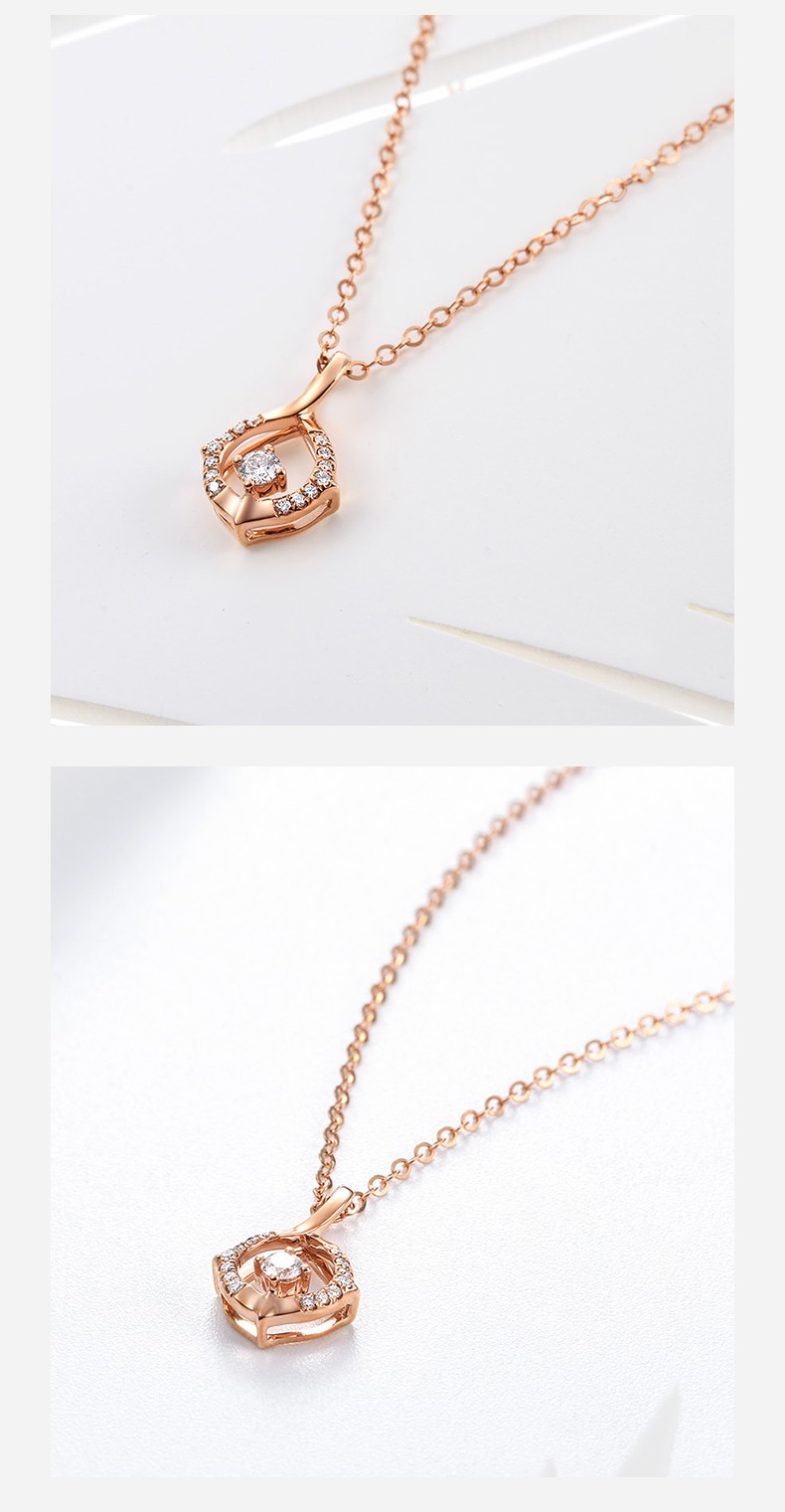 hicano荟萃楼18k金钻石吊坠女璀璨玫瑰金钻石项链挂件七夕礼物主石5分