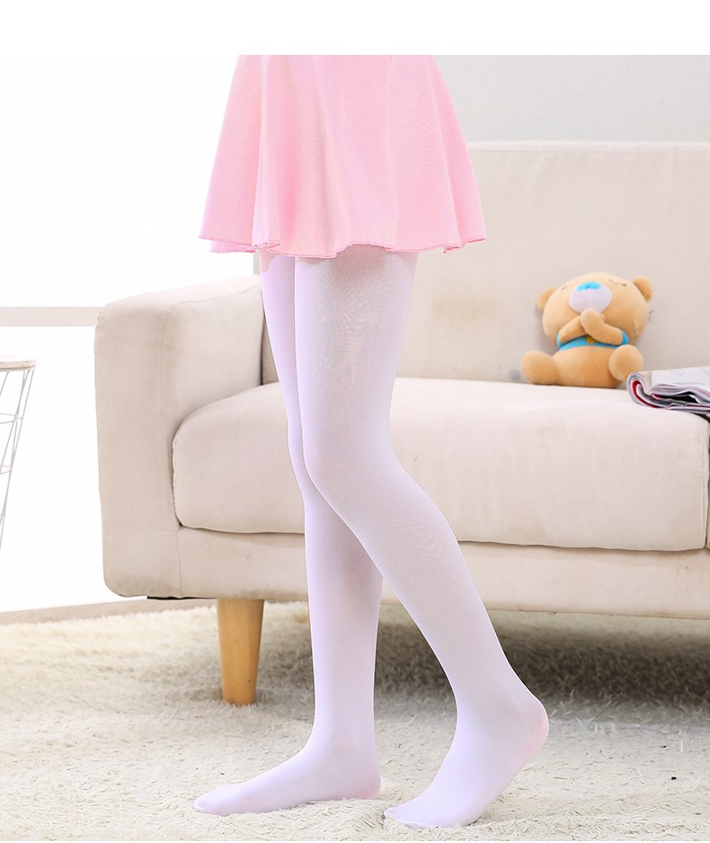 儿童芭蕾舞连裤袜天鹅绒大弹力女童形体跳舞成人大袜白色1条m90110cm