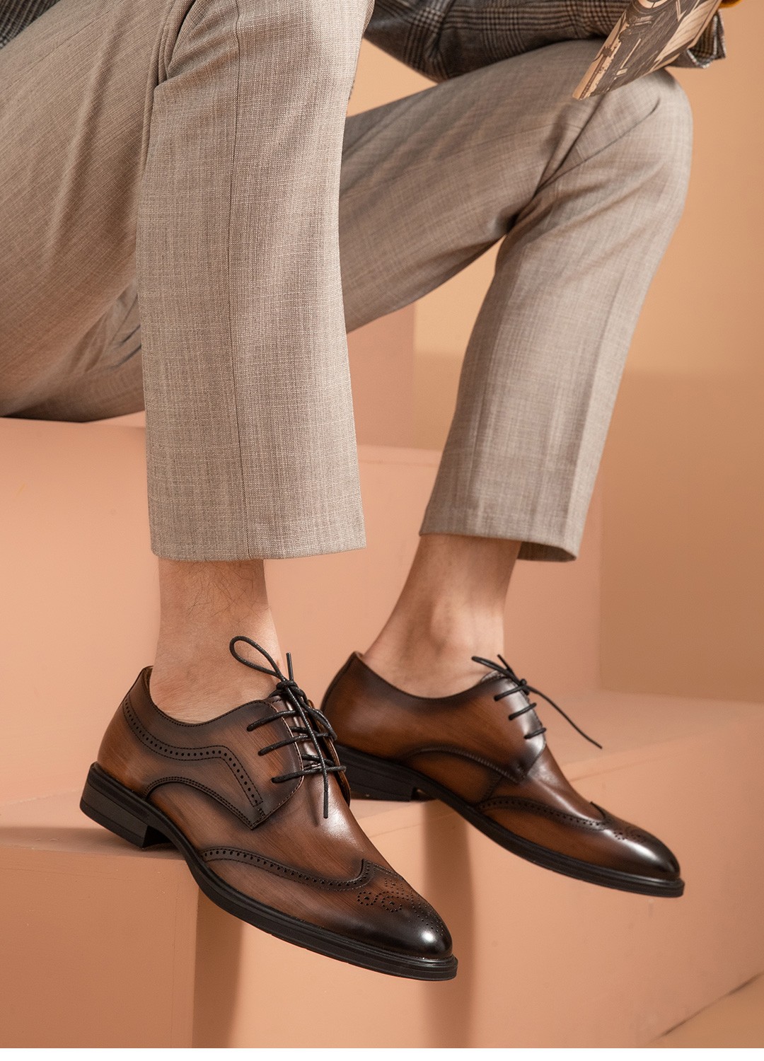 香港mazahonguan轻奢品牌商务正装皮鞋男真皮乐福鞋一脚蹬西装英伦风