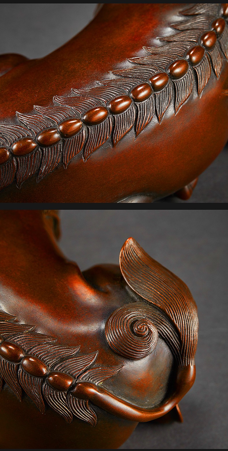 徐红军作品紫铜摆件瑞狮全铜摆件家居饰品工艺品瑞狮右