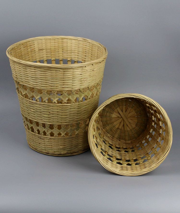 汉水竹城手工竹编筐竹篓子灯罩办公家用收纳垃圾篓废纸垃圾桶水果竹篮