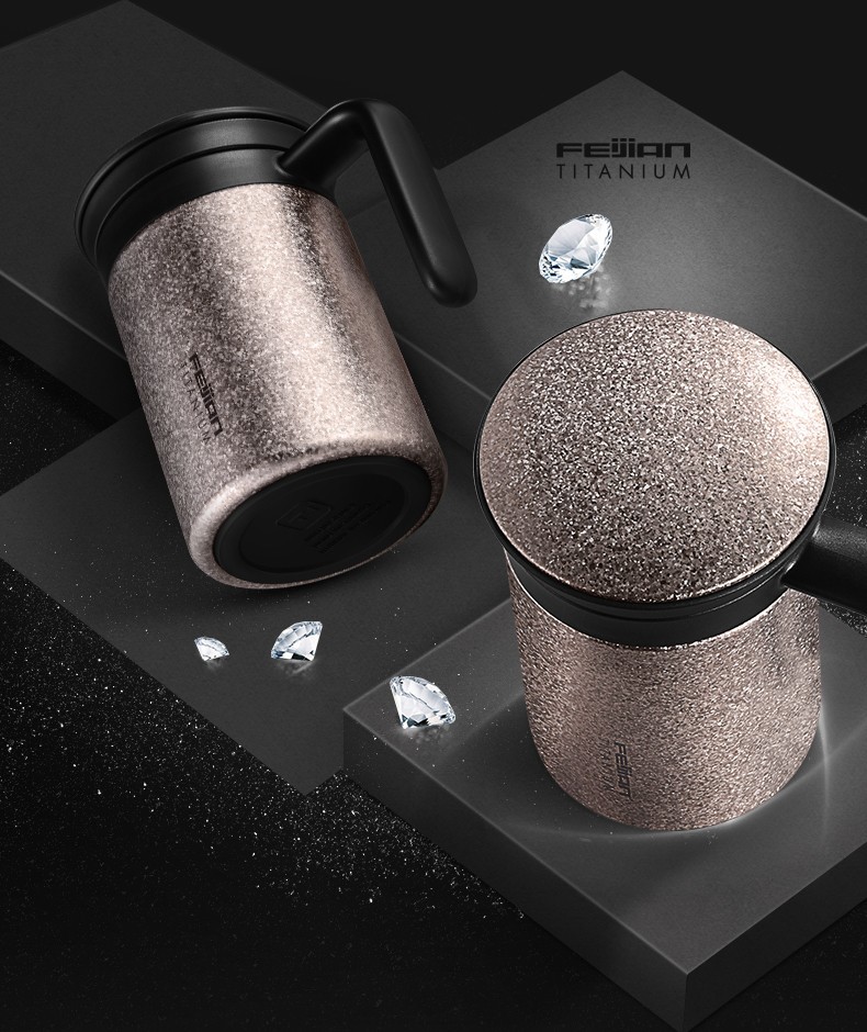 飞剑feijian商务杯钛杯保温杯男女士商务办公室泡茶杯便携杯双层真空