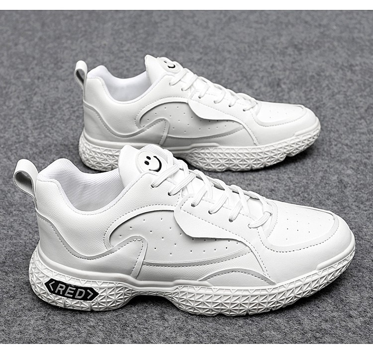 兰研 小白鞋男鞋春季新款潮鞋休闲厚底黑武士潮流ins百搭老爹鞋 白色