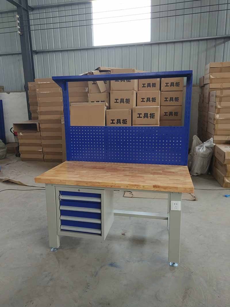 烨拓实木重型工作台榉木钳工台桌车间装配台钳工工作台榉木实训操作台