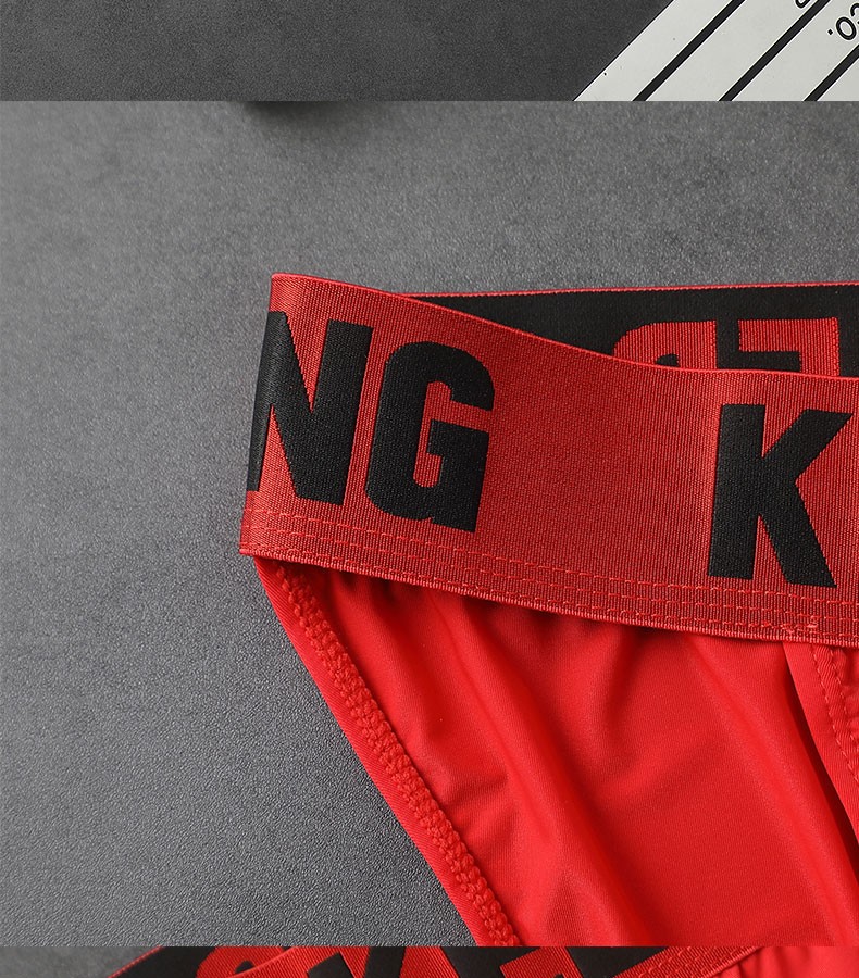 looch本命年红色内裤男三角裤冰丝性感紧身3条装低腰男士三角内裤男大