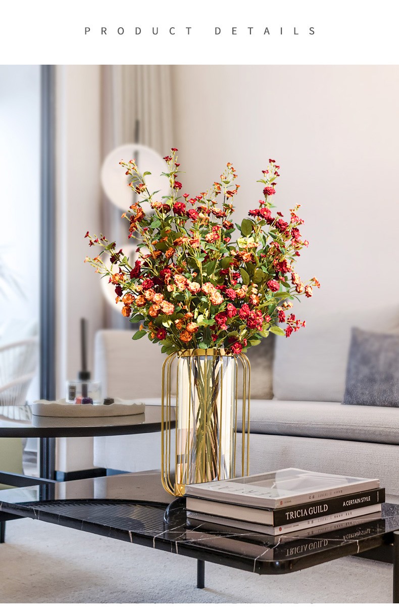 喜莱卡仿真花客厅摆件仿真蔷薇假花仿真花超大客厅摆设干花插花花束