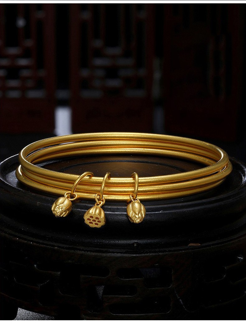 足金9999三生三世素圈纯金手镯 金镯子女按克 婚嫁三金手环送老婆 37