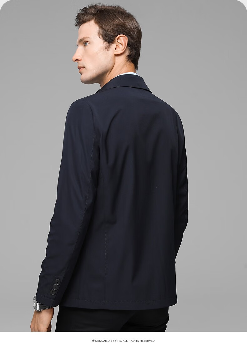 行政夹克男2022秋季新款纯色翻领商务休闲男士上班宴会老干部外套男