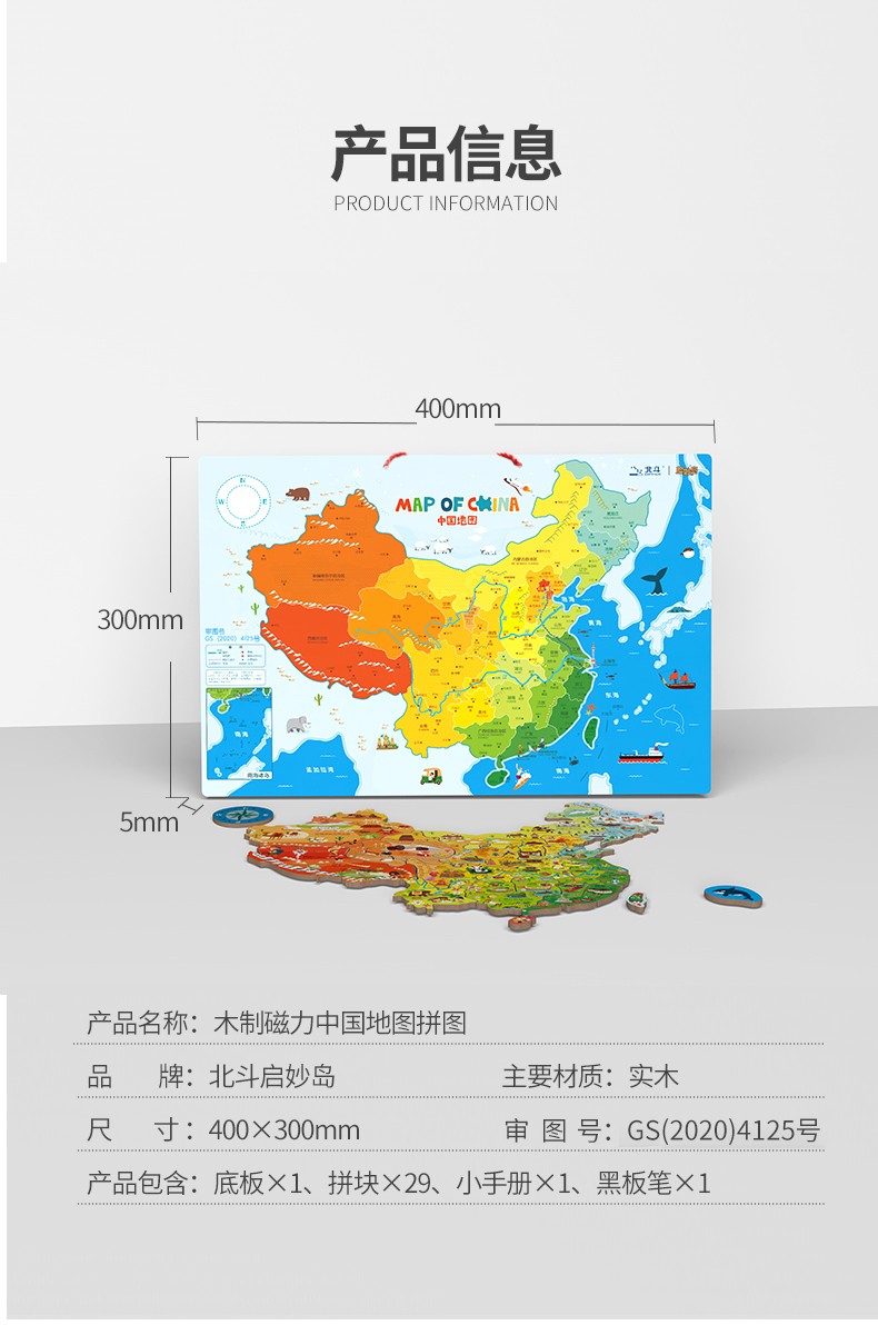 小号中国地图(400*300mm)易携带