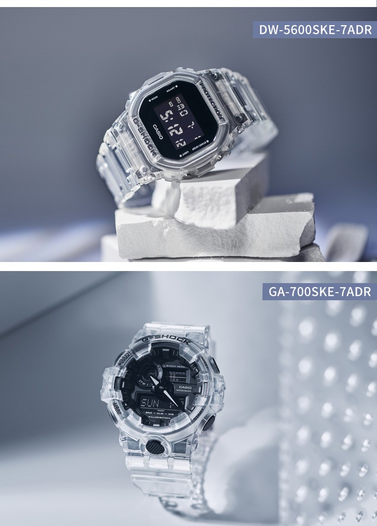 新品casio卡西欧gshock冰韧主题系列白透明简约时尚潮流防水男士腕表