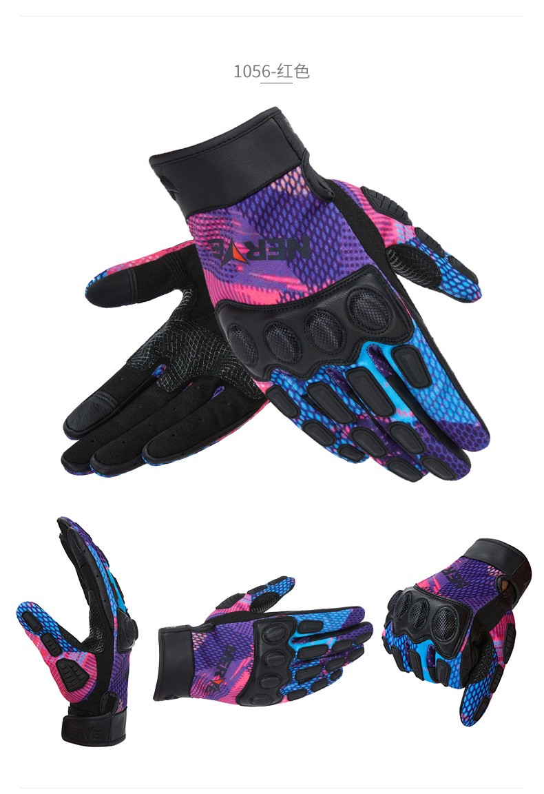 nerve涅夫摩托车手套男女机车赛车骑行夏季薄款透气防摔耐磨触屏黑色