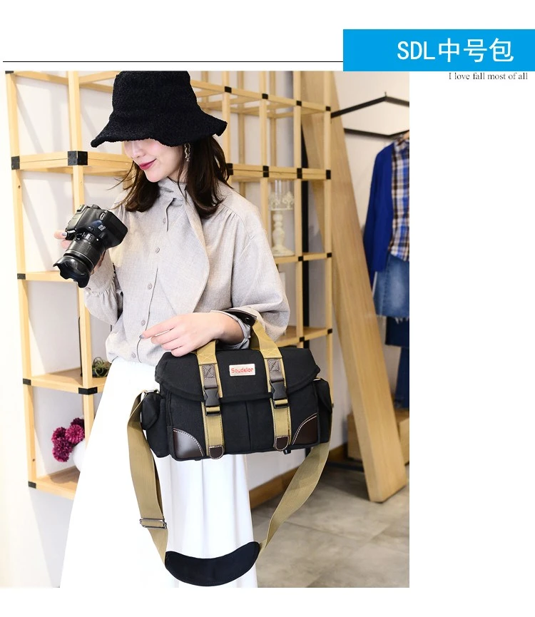 Camera bag men's and women's SLR micro-single camera bag Sudiro single shoulder suitable for 650D800D700D750D850D200D khaki Camera bag men's and women's SLR micro-single camera bag Sudiro single shoulder suitable for 650D800D700D750D850D200D khaki
