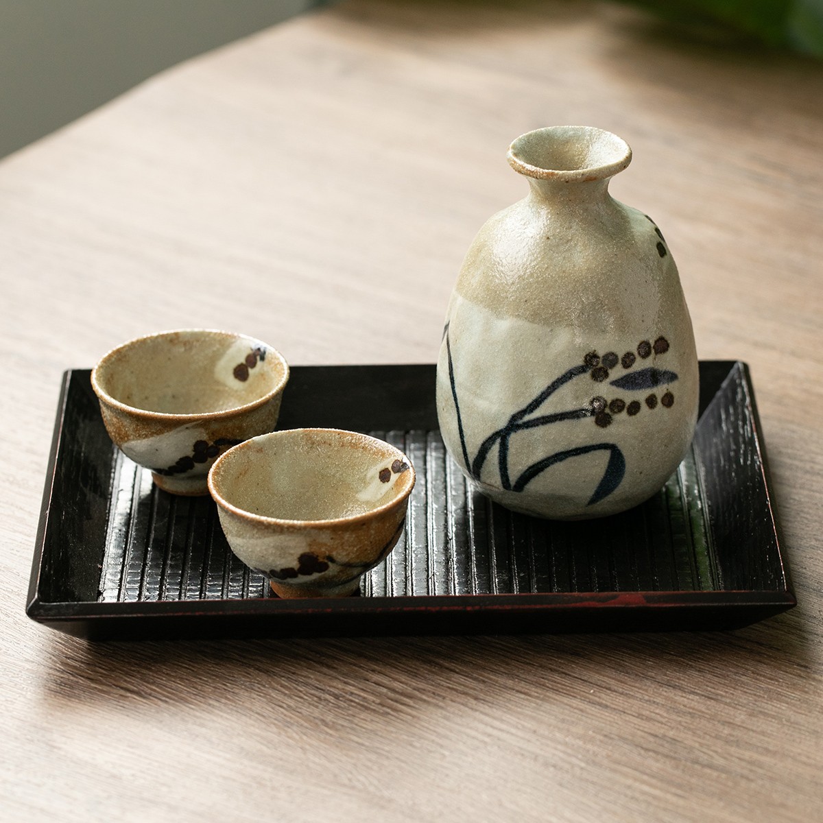 趯黙日本手作粗陶清酒壶小酒杯白酒壶日式复古酒具套装礼盒一壶二杯不