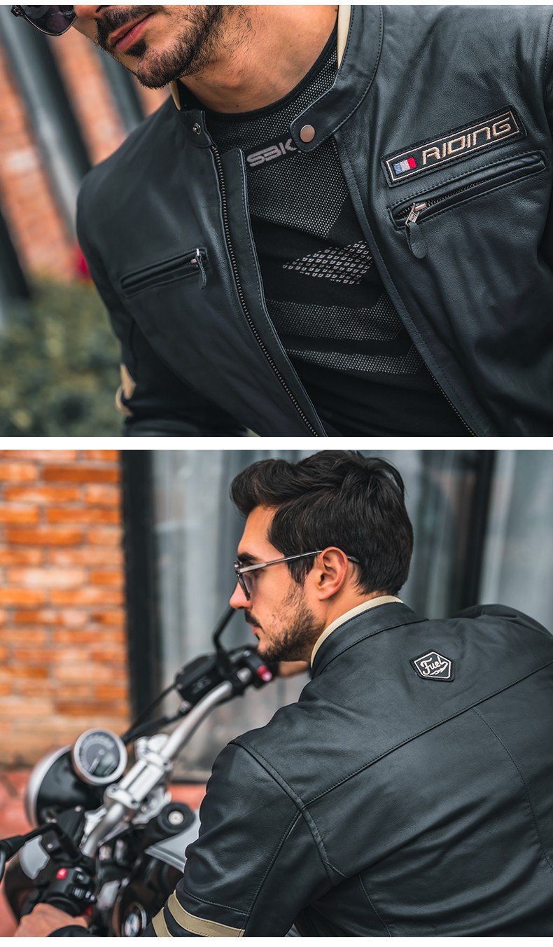 sbk复古机车皮衣摩托车骑行服休闲防摔机车服夹克男女四季防风保暖