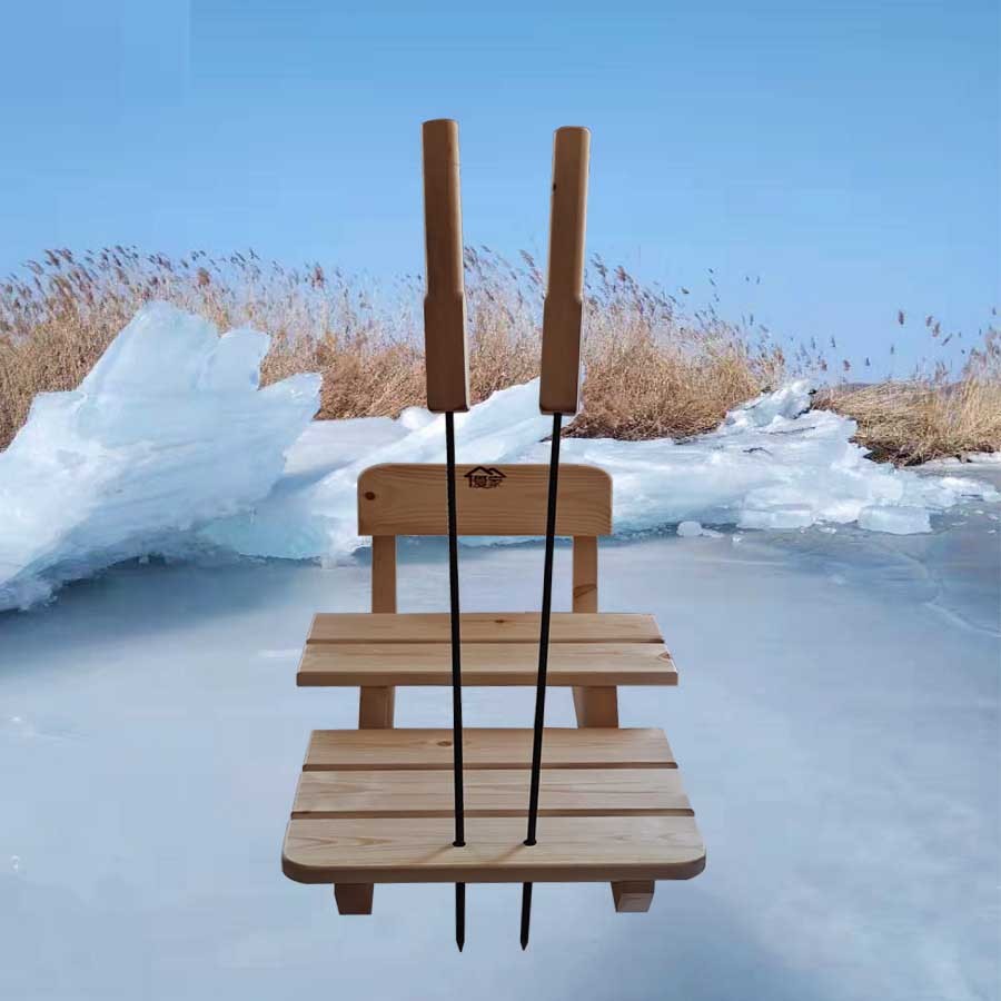 冰车户外实木冰车滑冰车冰爬犁儿童成人通用款单人双人冰车福临城