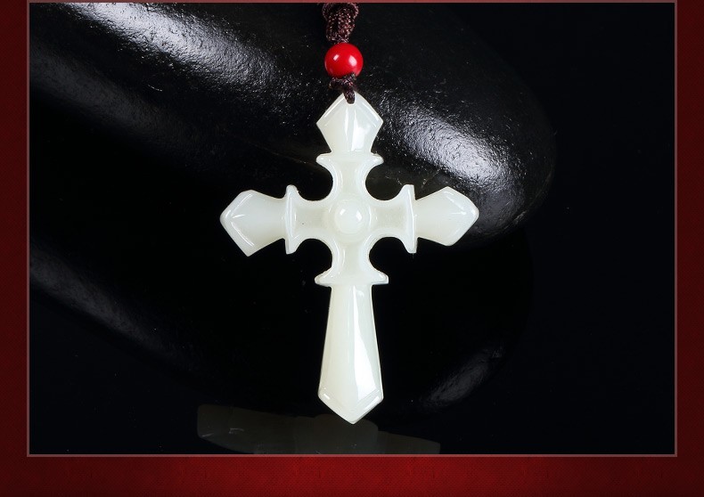 临香玉和田玉十字架吊坠男女款耶稣基督十字架情侣款玉坠