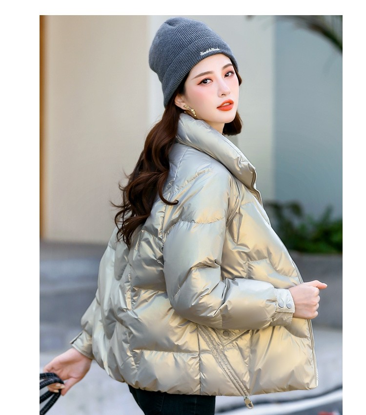女装羽绒服女2020冬季新款小个子休闲短款气质立体短款亮面外套 金色
