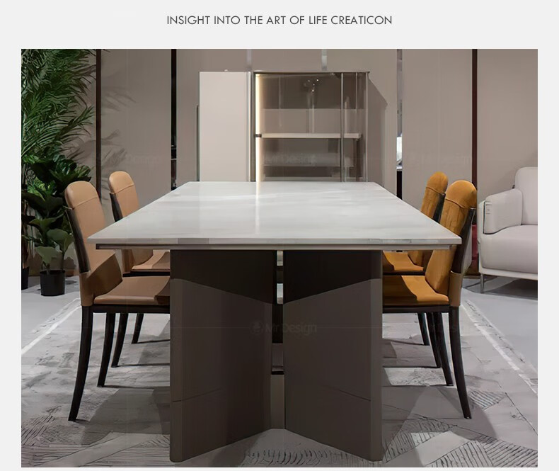 创意先生意式轻奢turri实木大理石餐桌椅组合现代简约别墅长餐桌定制